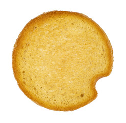 Top view of a beschuit or rusk, isolated on a transparent background