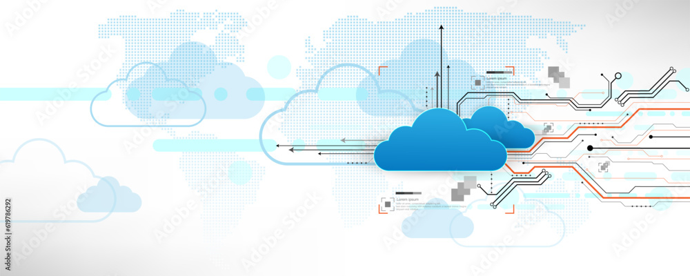 Wall mural concept background image of circuit board technology network communication cloud storage