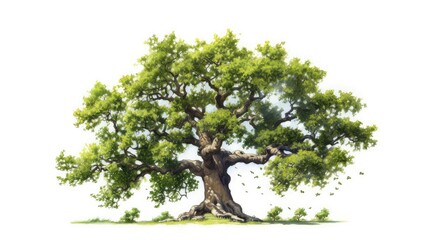 Majestic oak tree watercolor illustration - Generative AI. - obrazy, fototapety, plakaty