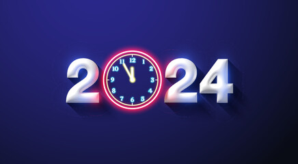 3D 2024 background illustration, happy new year 2024 design