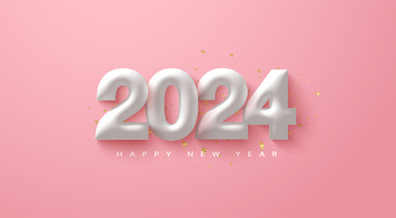 happy new year 2024 on pink background