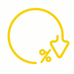 Percent down line icon isolated on white background. Vector illustration. stock illustration