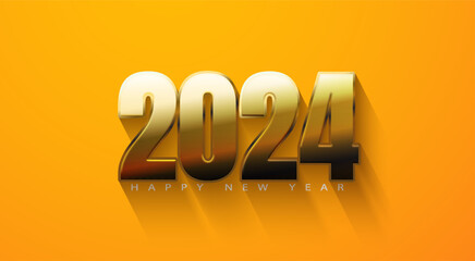 golden 2024 design on yellow background