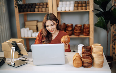 A Small business owner is live streaming to sell vases online. Manage e-commerce inventory, process...