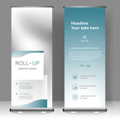 Business Roll up banner beauty template design, for brochure, business, flyer, infographics. modern x-banner and flag-banner advertising. vector illustration