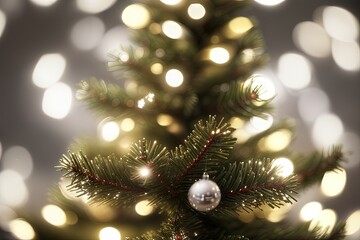 Obraz na płótnie Canvas A close-up image of a beautifully decorated Christmas tree. AI generative.