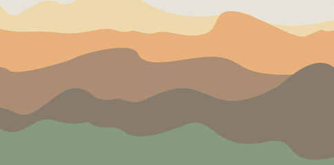 Fototapeta na wymiar Abstract autumn background. Vector flat style wavy backdrop in warm pastel colors. Landscape template. Horizontal layered vector illustration for banner, sale, postcard, invitation. 