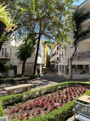 Obraz premium The streets of Marbella Spain with buildings and landmarks. 