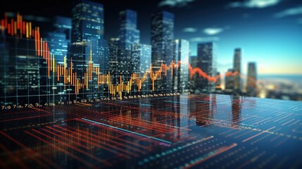 Stock market or forex trading graph in graphic concept suitable for financial investment or Economic trends business idea and all art work design. Abstract finance background with generative ai