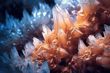 Crystalline formations patterns and delicate structures. Generative AI