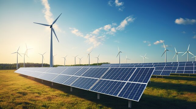 Solar panels and wind turbines are examples of renewable energy sources with generative ai