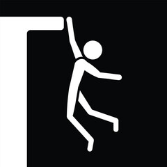 man hanging from edge, vector illustration 
