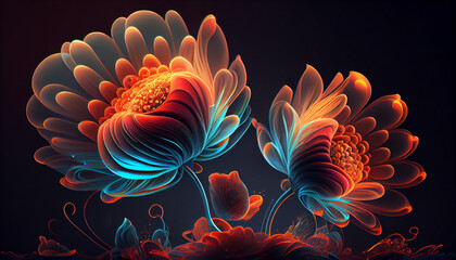beautiful neon flower Generative Ai technology