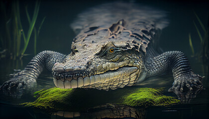 close up of a crocodile Generated ai