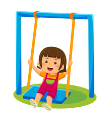 kids sitting on a swing in vector illustration