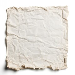 Old crumpled empty paper on white background Generative AI 