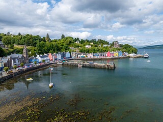 Fototapeta premium Tobermory from a drone, Isle of Mull, Scotland, UK