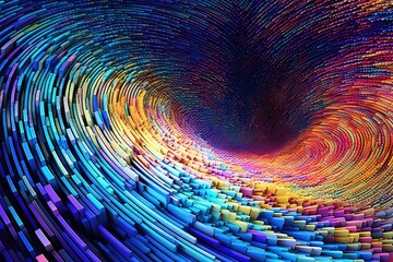 Fusion of geometric shapes, metallic surfaces, and illuminated lines. Generative AI