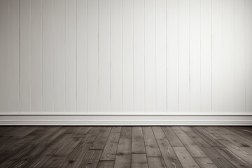 Naklejka premium Еmpty room with white wall and wooden floor generative ai