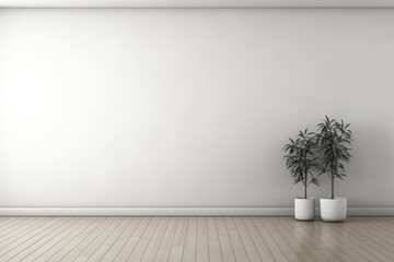 Fototapeta na wymiar Еmpty room with white wall and wooden floor generative ai