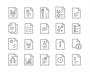 Document Icons - Vector Line. Editable Stroke.
