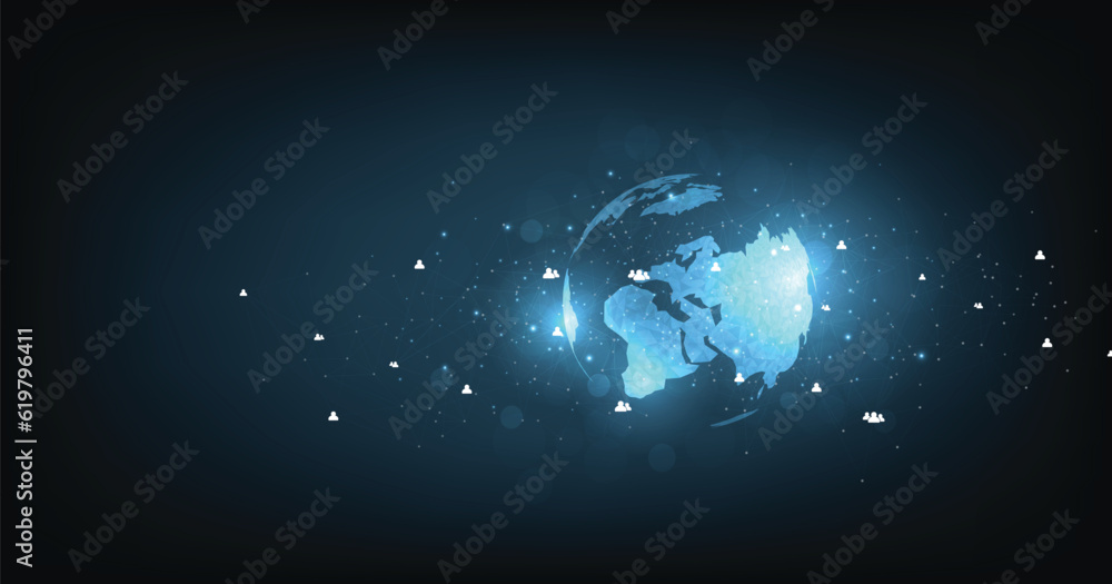 Fototapete business social network and interaction concept. illustration of a network that interacts with peopl
