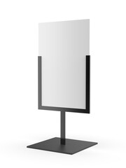 Free Standing Poster Display Holder Metal Stand. 3d Illustration.