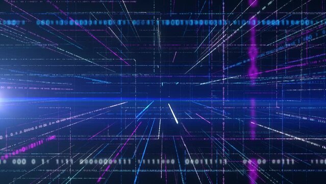 Artificial intelligence binary number string scrolling background