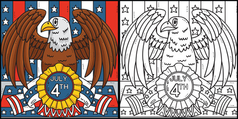 4th Of July American Eagle Ribbon Illustration