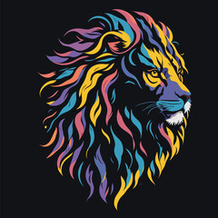Colorful lion sticker tatoo idea tshirt design
