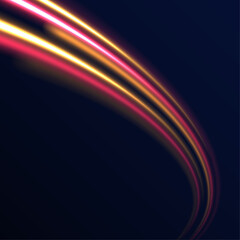 Light everyday glowing effect. semicircular wave, light trail curve swirl, optical. Light arc in neon colors, in the form of a turn and a zigzag. 