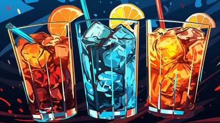 illustration of a glass of cola with ice