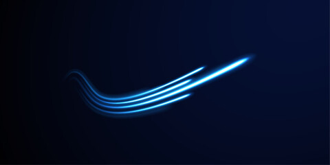 Light everyday glowing effect. High speed motion blur light effects at night, blue line. Semicircular wave, light trail curve swirl, optical fiber incandescent png. Bright sparkling background vector.