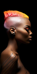Beautiful black woman with a stylish shaved hairstyle. Generative AI