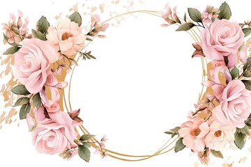 Obraz na płótnie Canvas Floral frame. Elegant white background for wedding card. Vintage romantic border for decoration