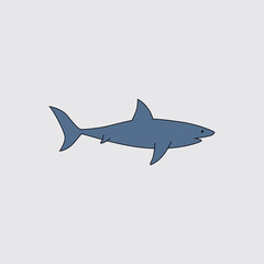 Great White Shark, Side View. - Vector