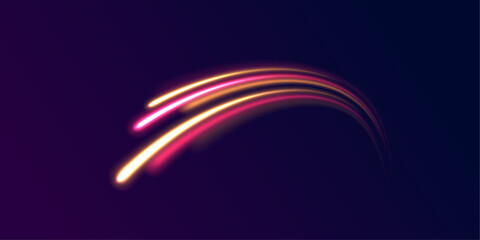 Abstract neon color wave lights background. Led Light. Future tech. Shine dynamic scene. Neon flare. Colorful rays.