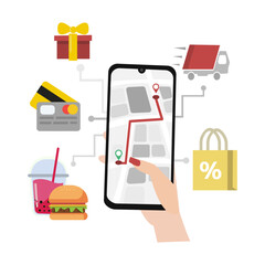 Online shopping concept, fast delivery