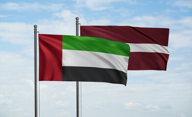Latvia and  United Arab Emirates, UAE flag