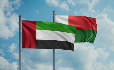 Madagascar and  United Arab Emirates, UAE flag