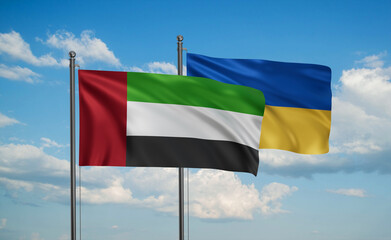 Ukrain and  United Arab Emirates, UAE flag