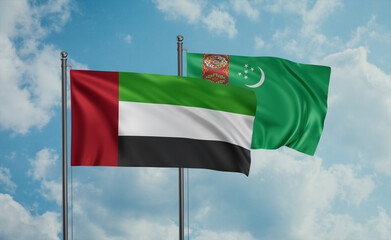 Turkmenistan and  United Arab Emirates, UAE flag