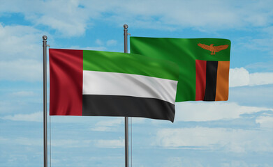 Zambia and  United Arab Emirates, UAE flag