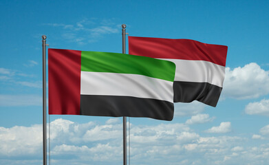 Yemen and  United Arab Emirates, UAE flag
