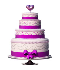 Wedding cake standing on the table. Transparent background. 3D illustration