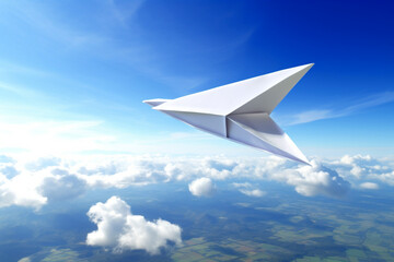 Naklejka na ściany i meble paper airplanes in the sky rendering minimal background
