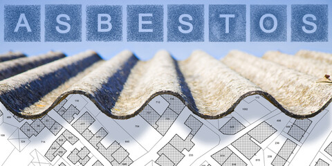Dangerous asbestos roof detail - one of the most dangerous materials in the construction industry -...