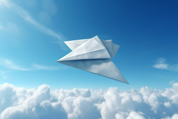paper airplanes in the sky rendering minimal background