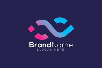 Infinity tech icon Logo design vector template