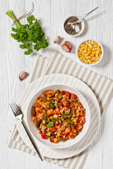 retro okra and rice casserole in white bowl